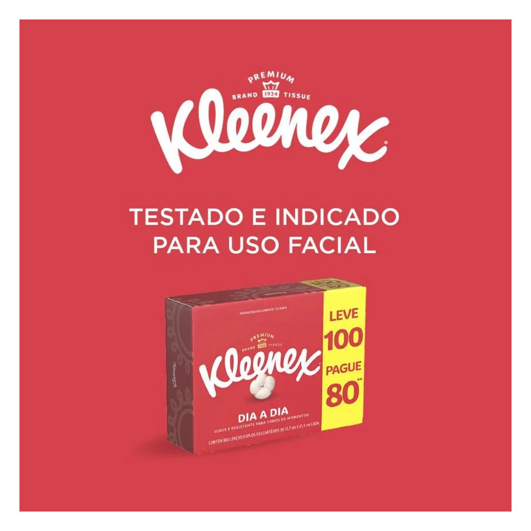 Lenço de Papel Kleenex com 100 Unidades