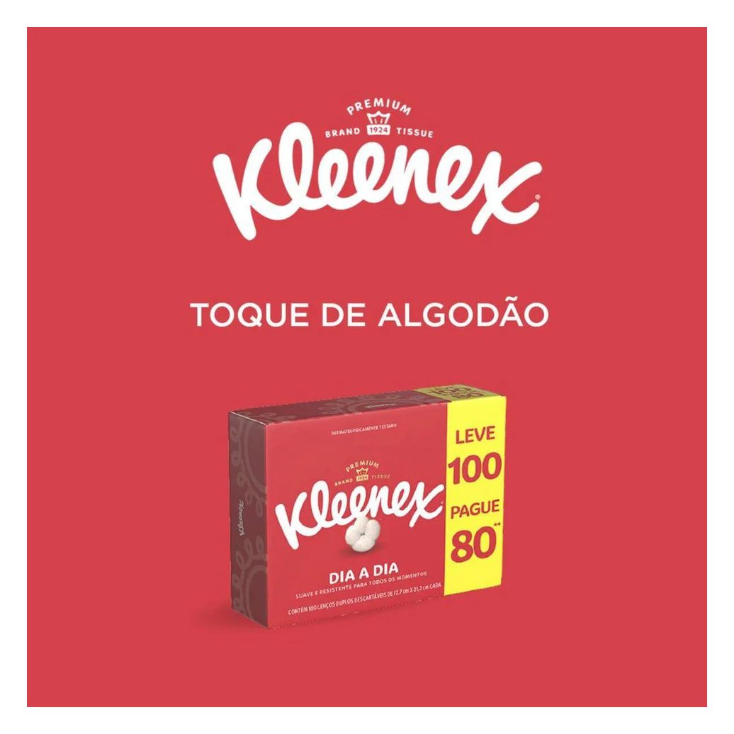 Lenço de Papel Kleenex com 100 Unidades