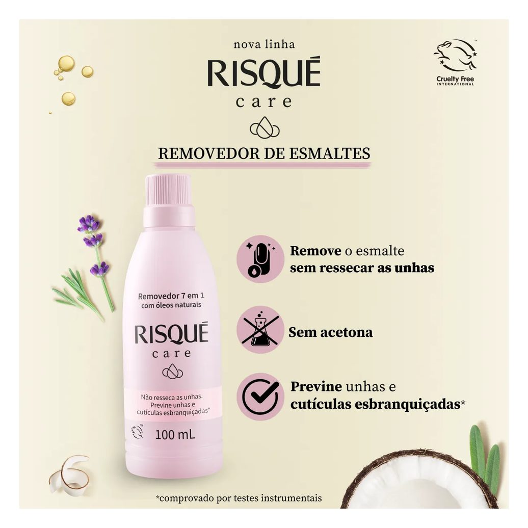 Removedor de Esmalte Risqué Care 7 em 1 - 100ml