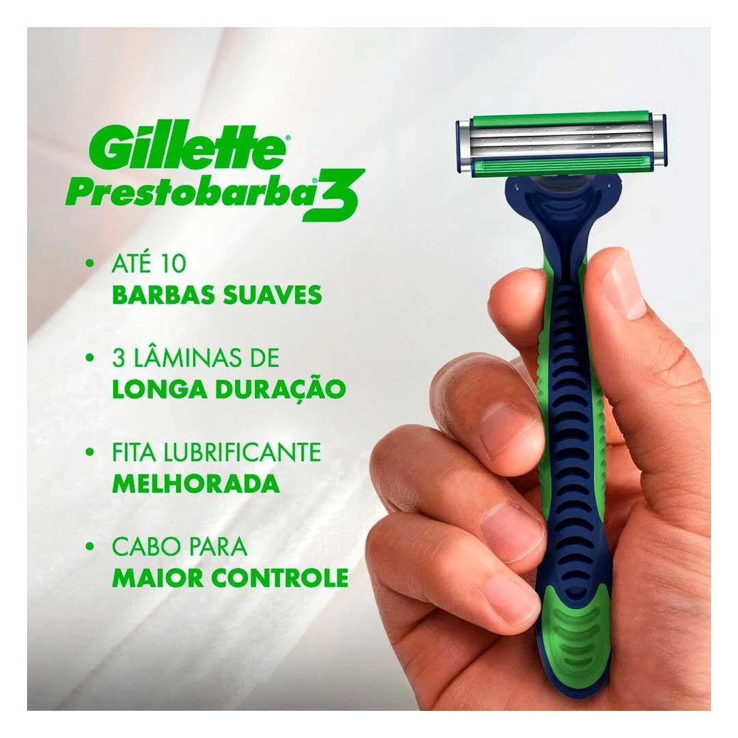 Aparelho de Barbear Gillette Prestobarba 3 Sensitive Aloe Vera 4 unidades