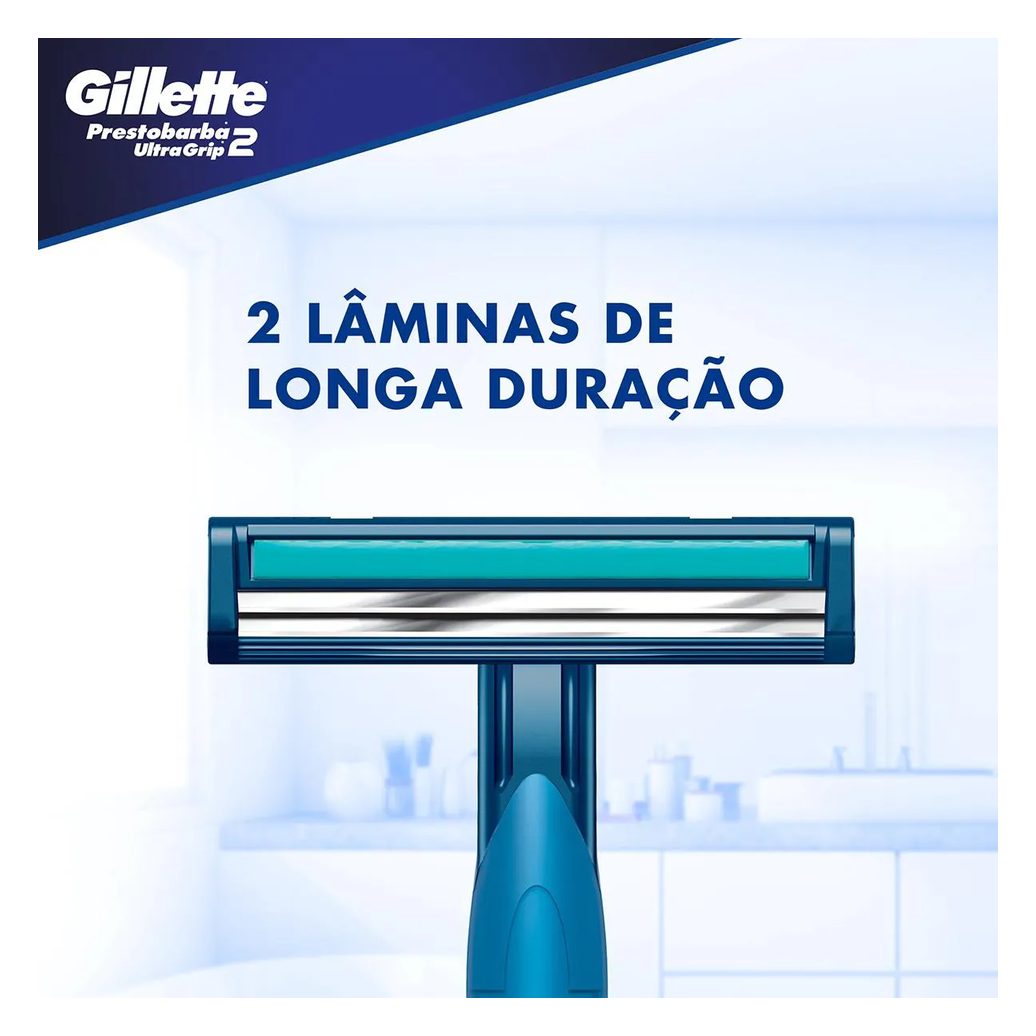 Aparelho para Barbear Masculino Gillette Prestobarba Ultragrip com 2 unidades
