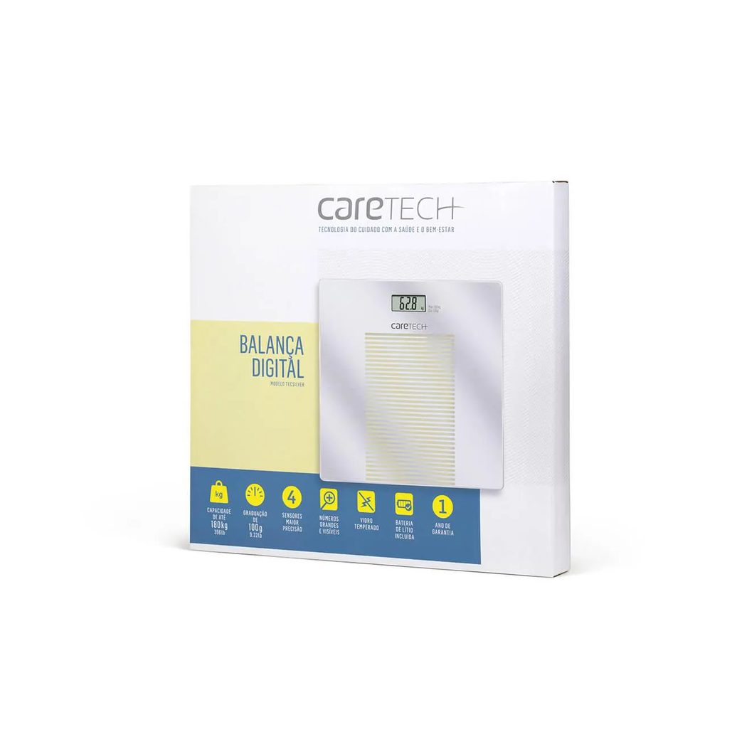 Balança Digital Caretech Tecsilver até 180kg 1 Unidade