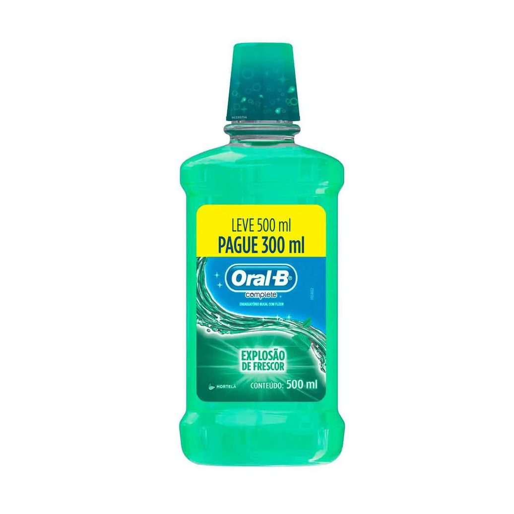 Enxaguante Antisséptico Bucal Oral-B Complete Explosão de Frescor Hortelã Sem Álcool com 500ml