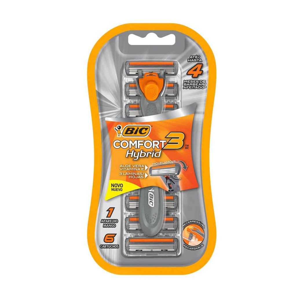 Kit Aparelho de Barbear BIC Comfort 3 Hybrid + 6 cartuchos