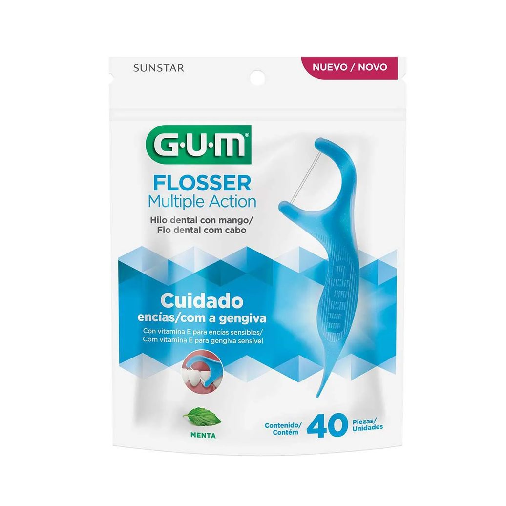Fio Dental com Cabo G.U.M Flosser Multiple Action com 40 unidades