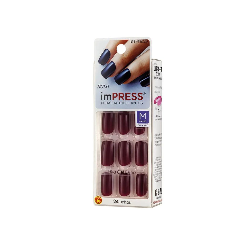 Unhas Autocolantes Impress Pretty Please Média com 24 Unidades