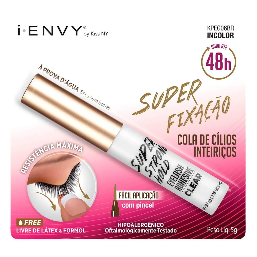 Cola para Cílios Postiços I-ENVY by Kiss NY 48h Incolor com 5g