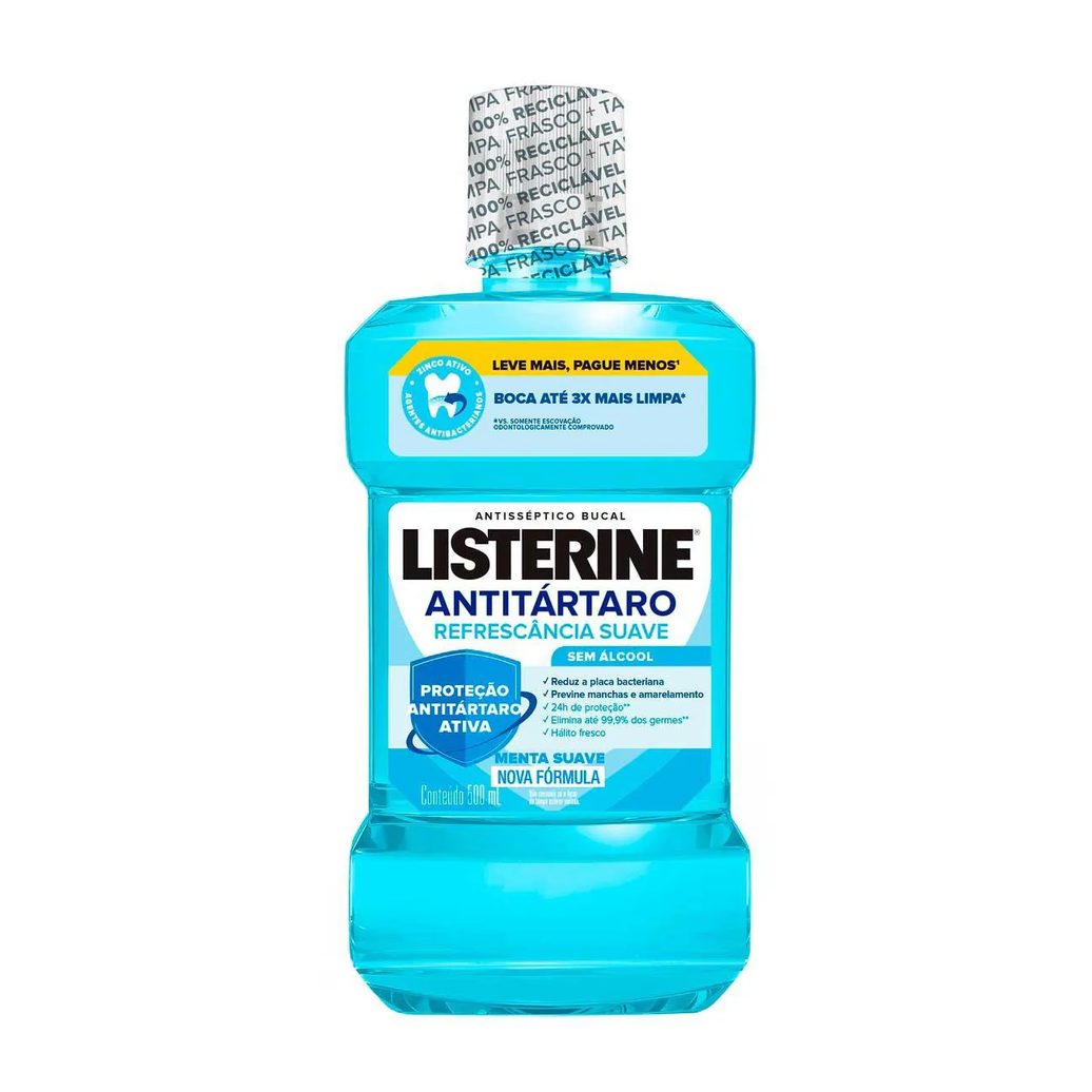 Enxaguante Antisséptico Bucal Listerine Antitártaro Zero Álcool Menta Suave 500ml