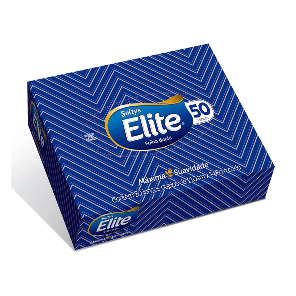 Lenço de Papel Softy's Elite Folha Dupla com 50 unidades