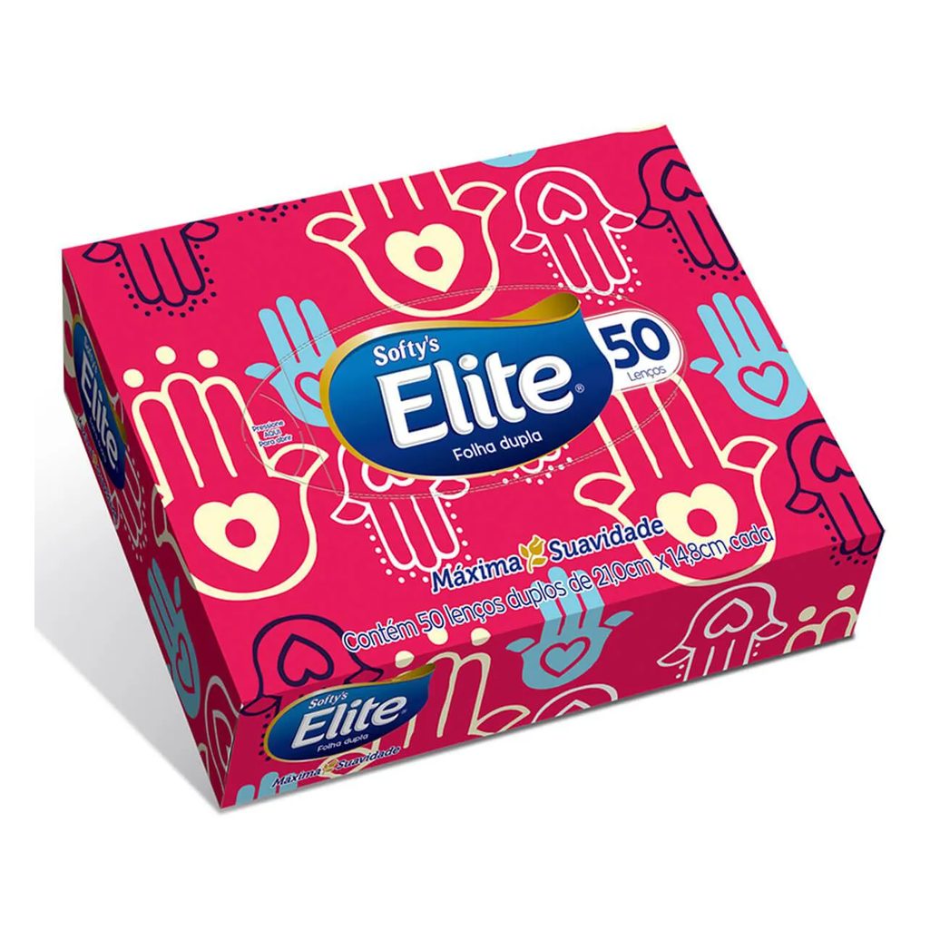 Lenço de Papel Softy's Elite Folha Dupla com 50 unidades
