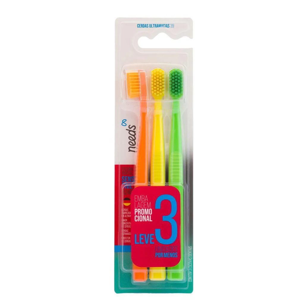 Escova de Dente Needs Sensitive 6240 Ultramacia 3 Unidades