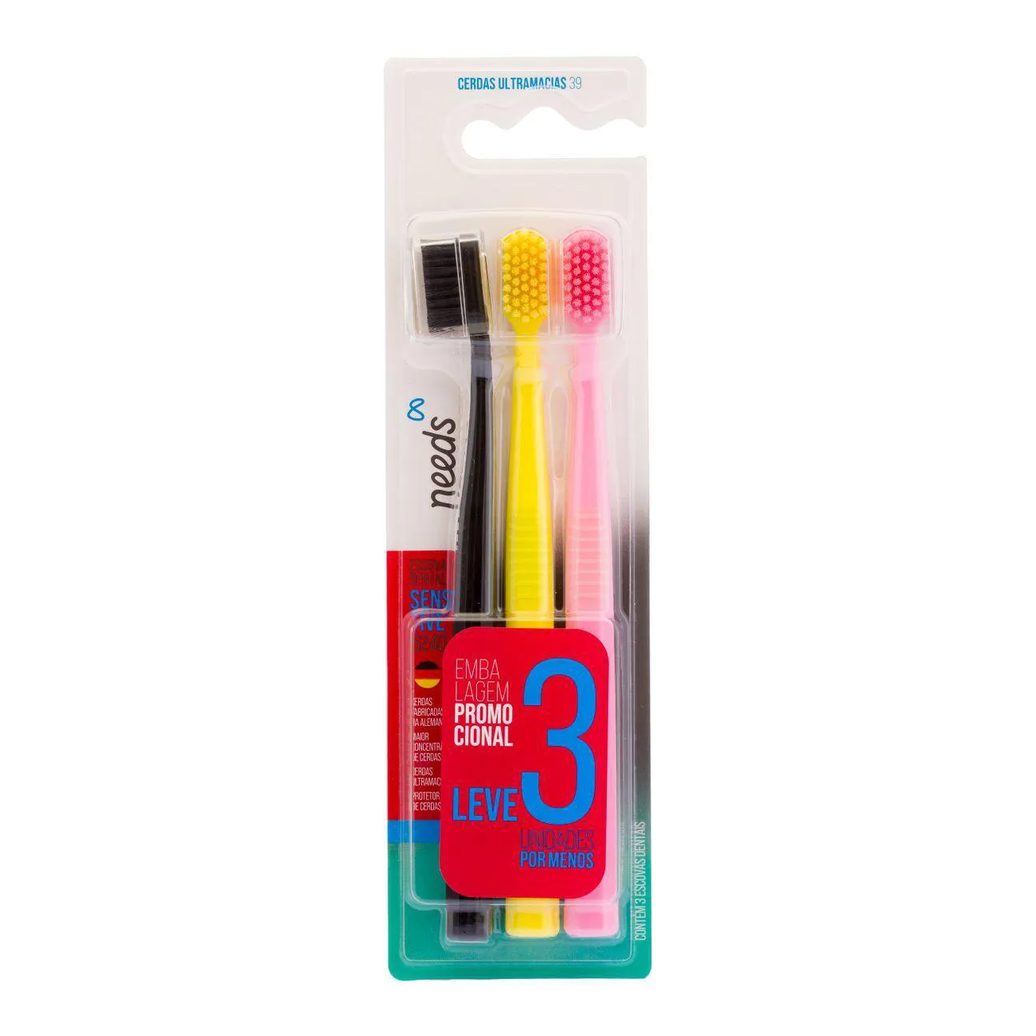 Escova de Dente Needs Sensitive 6240 Ultramacia 3 Unidades