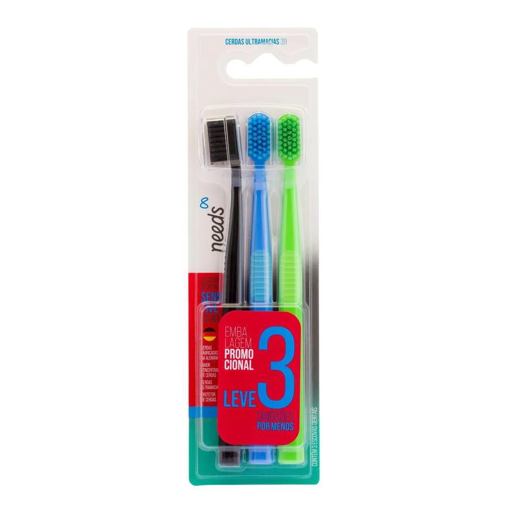 Escova de Dente Needs Sensitive 6240 Ultramacia 3 Unidades