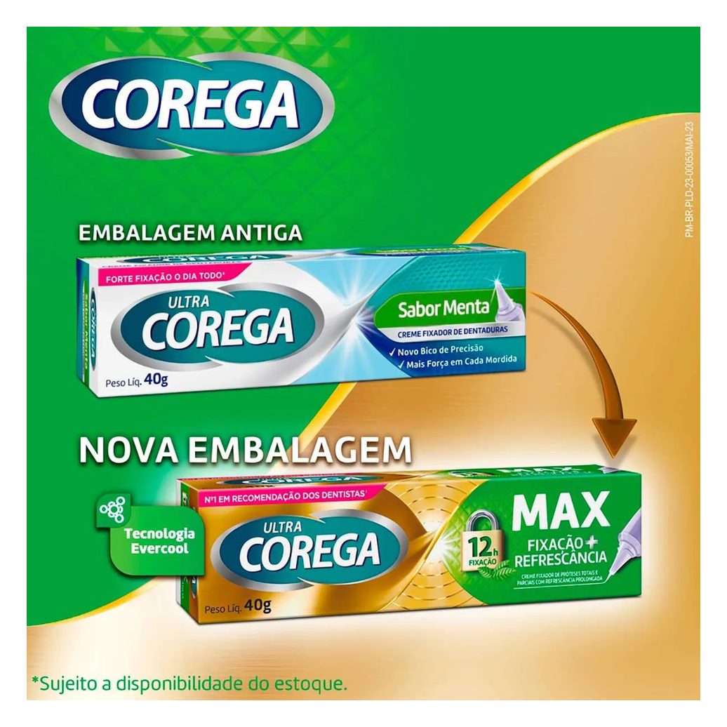 Creme Fixador de Dentadura Ultra Corega Max Fixação e Refrescância Menta 40g