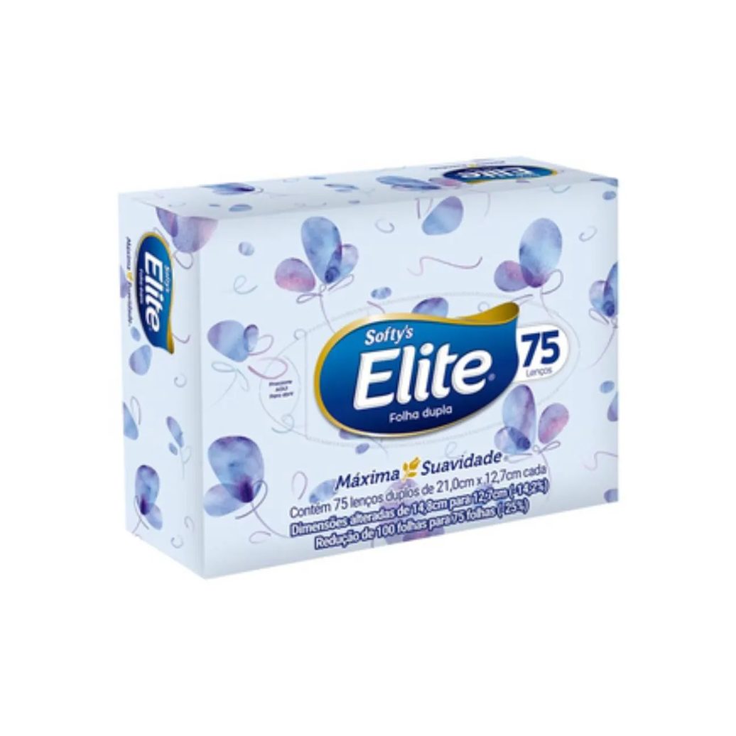 Lenço de Papel Softy's Elite Folha Dupla 75 Unidades