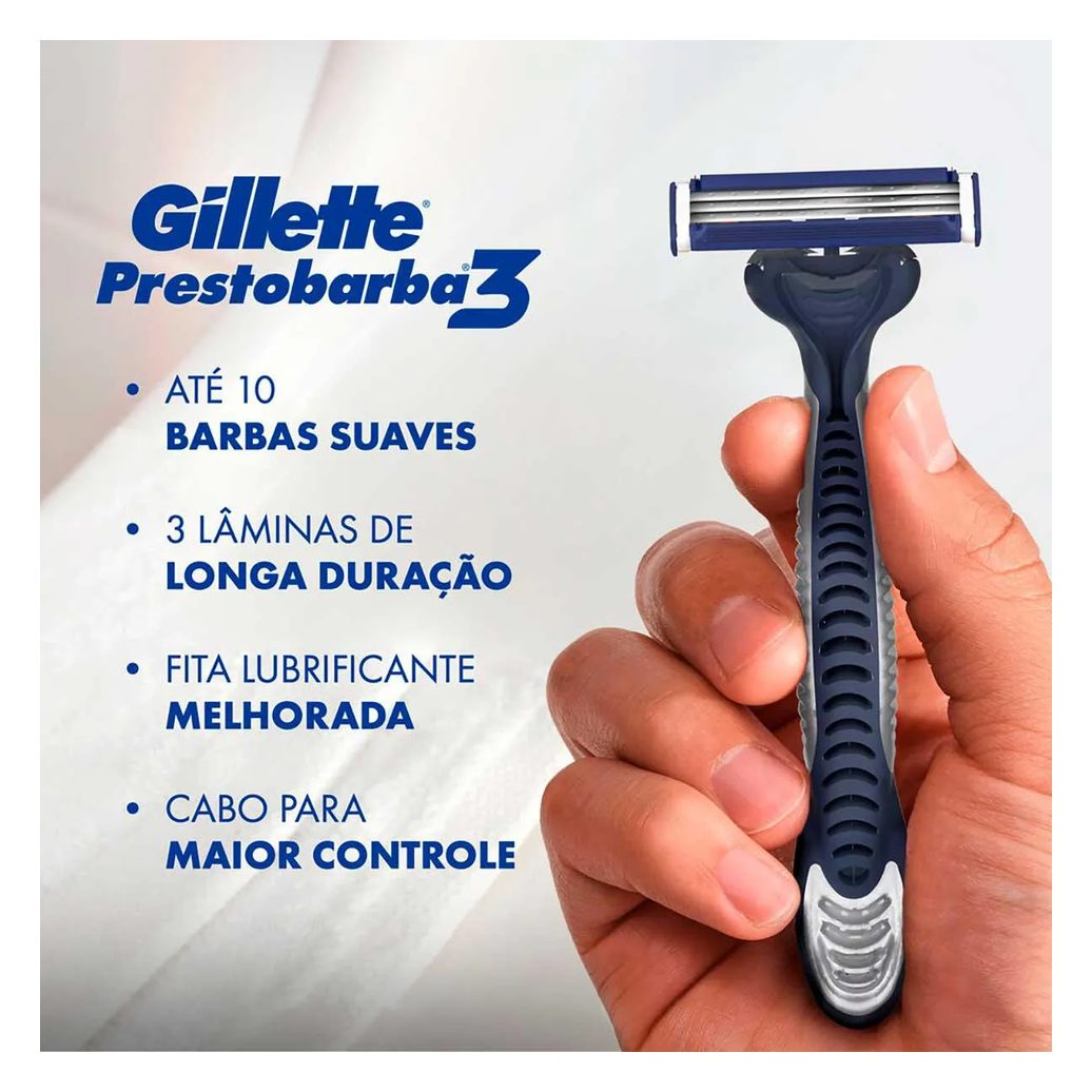 Aparelho de Barbear Descartável Gillette Prestobarba 3 com 4 unidades