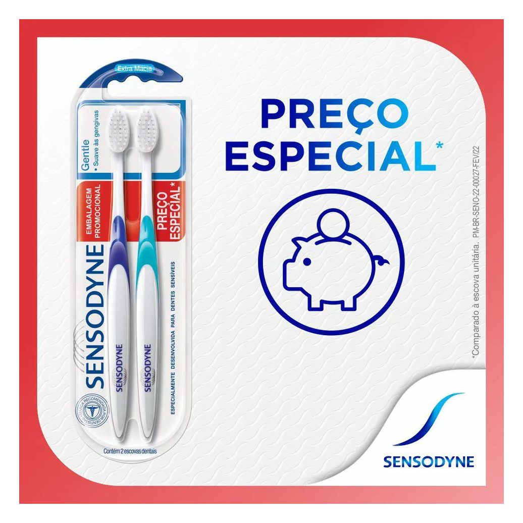 Kit Escova de Dente Sensodyne Gentle Suave às Gengivas 2 unidades