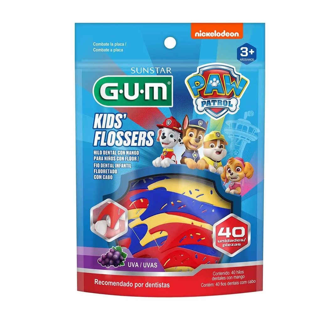 Flosser Infantil para Limpeza dos Dentes G.U.M Patrulha Canina com 40 unidades