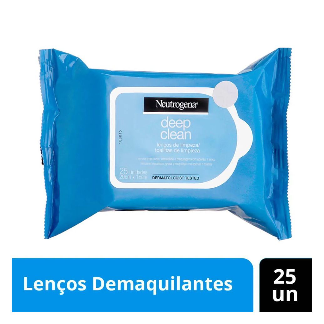 Kit Lenço Demaquilante Neutrogena Deep Clean 25 Unidades 3 Pacotes