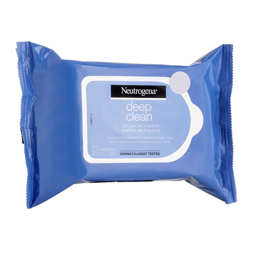 Kit Lenço Demaquilante Neutrogena Deep Clean 25 Unidades 3 Pacotes