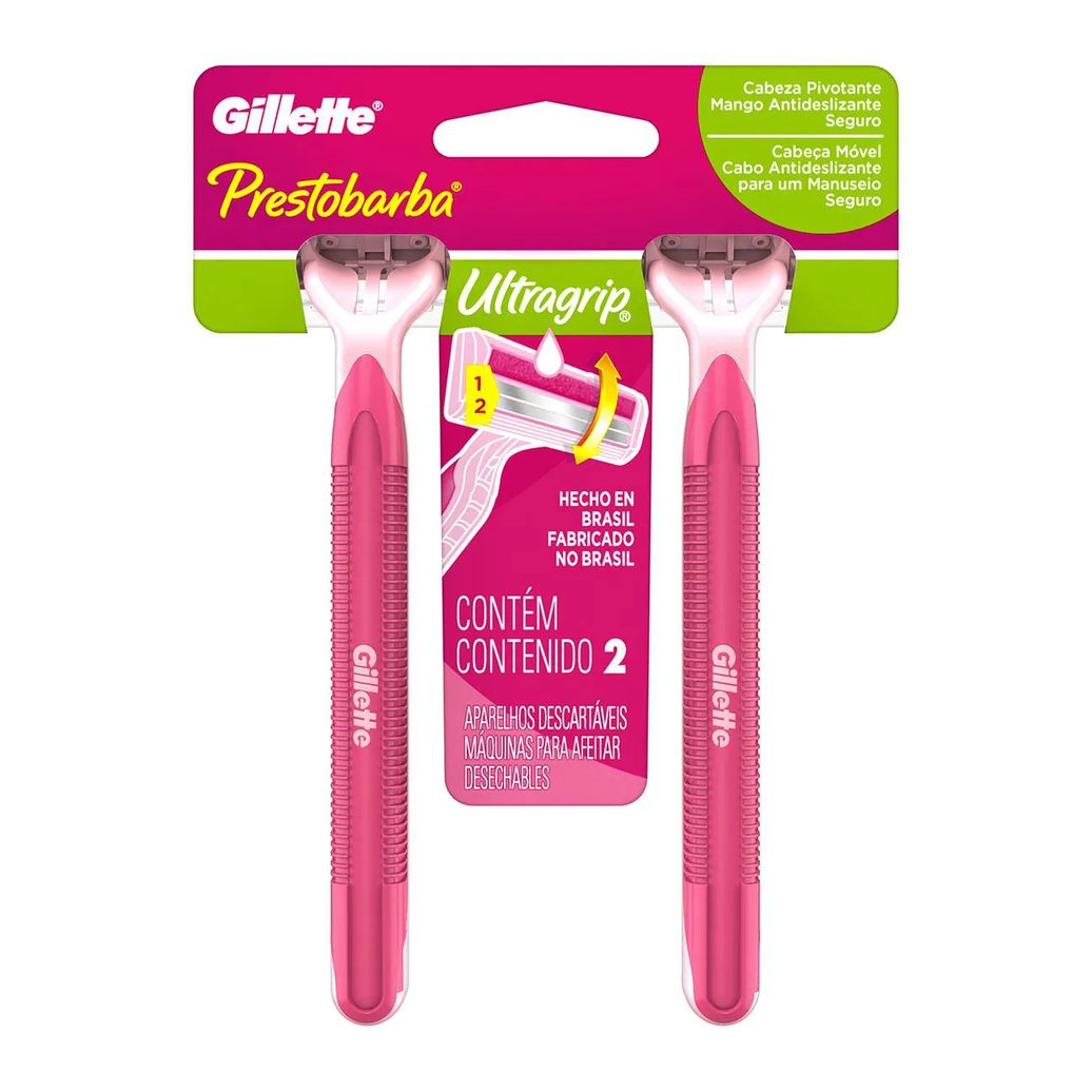 Aparelho de Depilar Feminino Gillette Prestobarba Ultragrip com 2 unidades