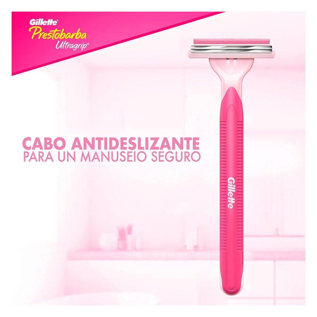 Aparelho de Depilar Feminino Gillette Prestobarba Ultragrip com 2 unidades