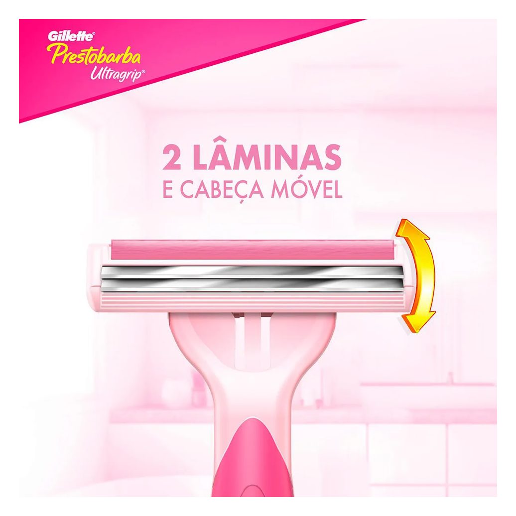 Aparelho de Depilar Feminino Gillette Prestobarba Ultragrip com 2 unidades