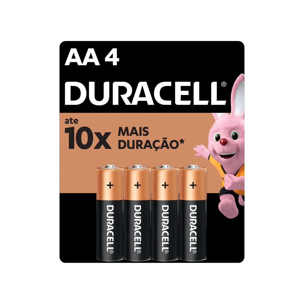 Pilha AA Duracell Alcalina com 4 unidades