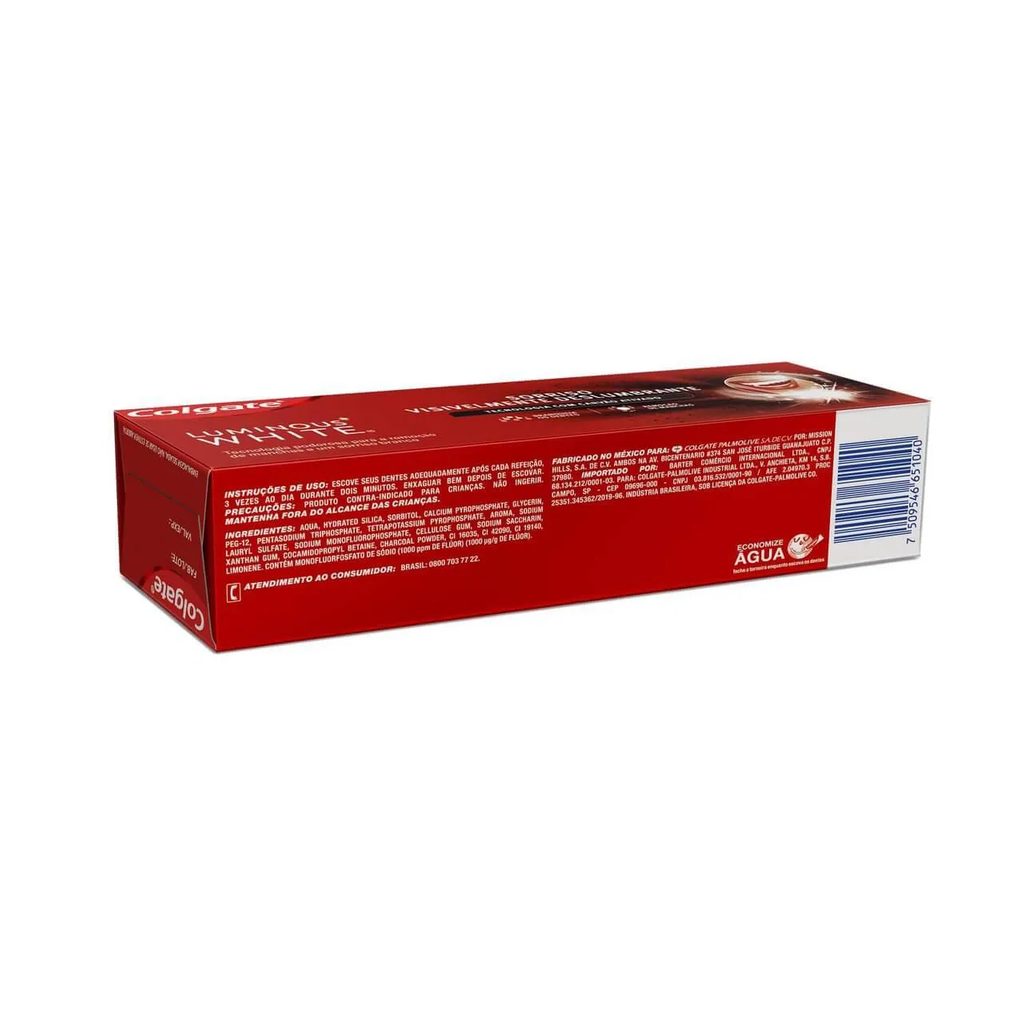 Creme Dental Colgate Luminous White Carvão Ativado 70g