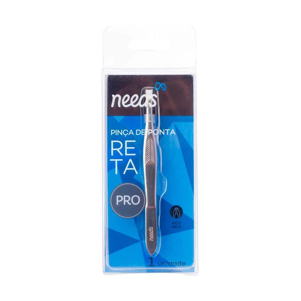 Pinça de Ponta Reta Needs PRO Inox 1 Unidade