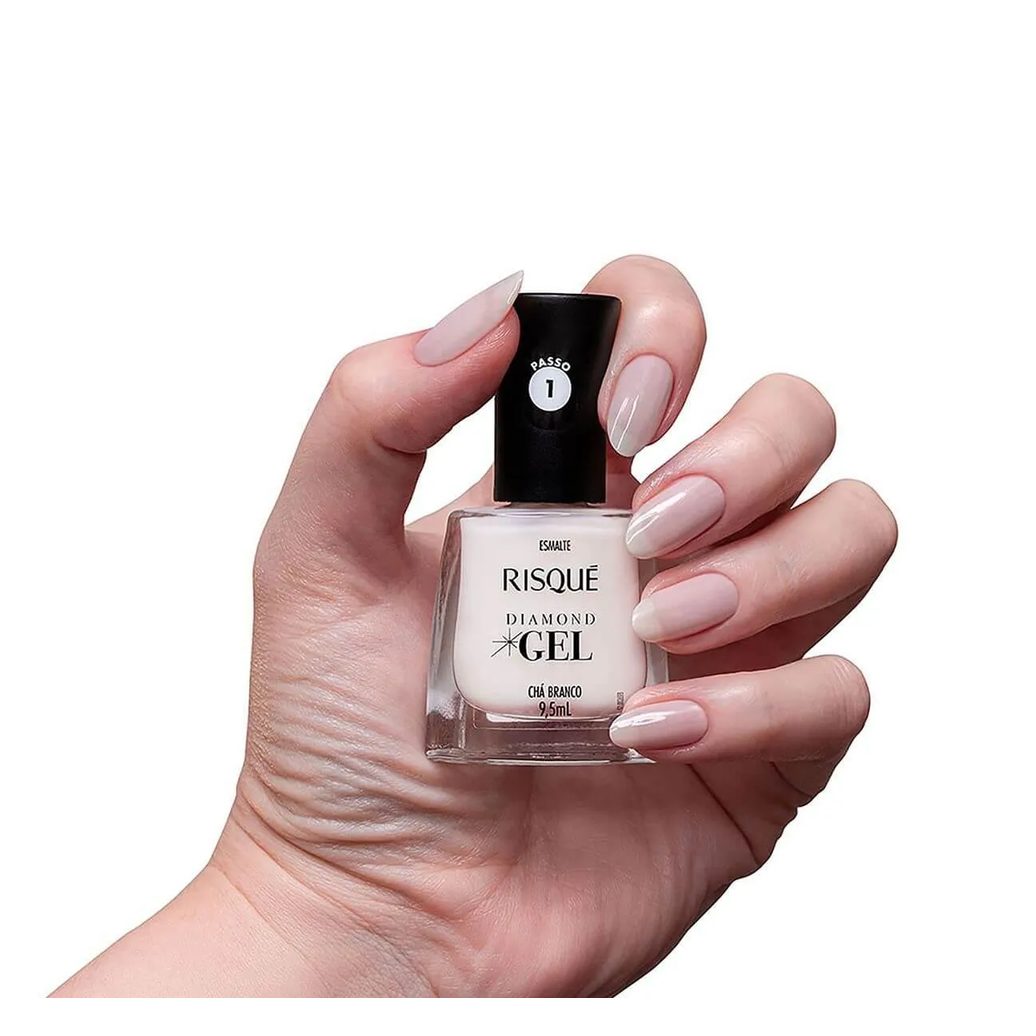 Esmalte Risqué Diamond Gel Chá Branco Hipoalergênico com 9,5ml