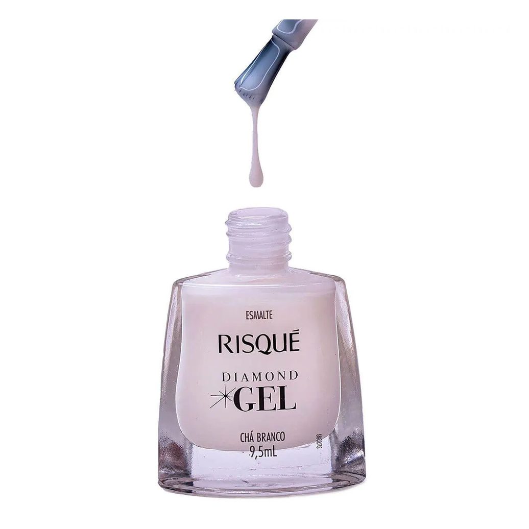 Esmalte Risqué Diamond Gel Chá Branco Hipoalergênico com 9,5ml