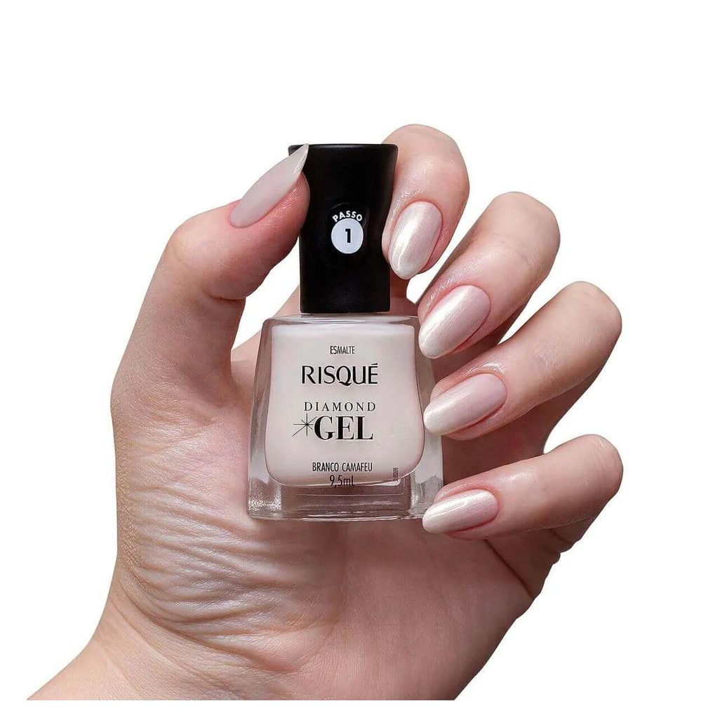 Esmalte Risqué Diamond Gel Branco Camafeu Hipoalergênico com 9,5ml