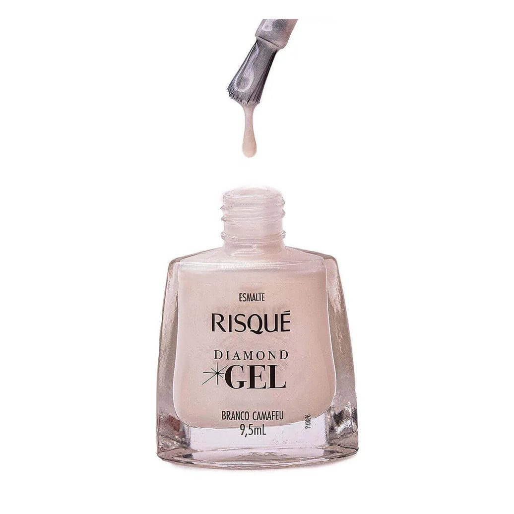Esmalte Risqué Diamond Gel Branco Camafeu Hipoalergênico com 9,5ml