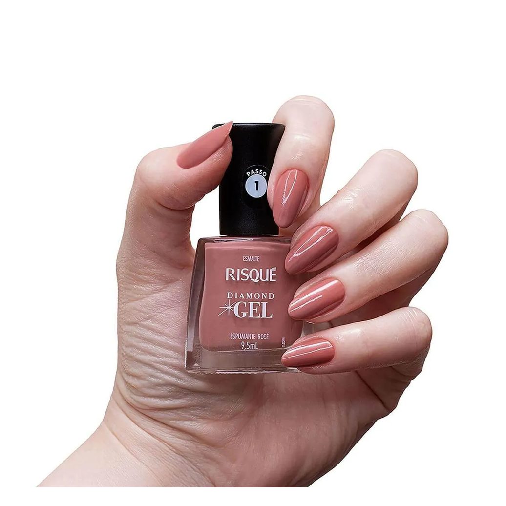 Esmalte Risqué Diamond Gel Espumante Rosé Hipoalergênico com 9,5ml