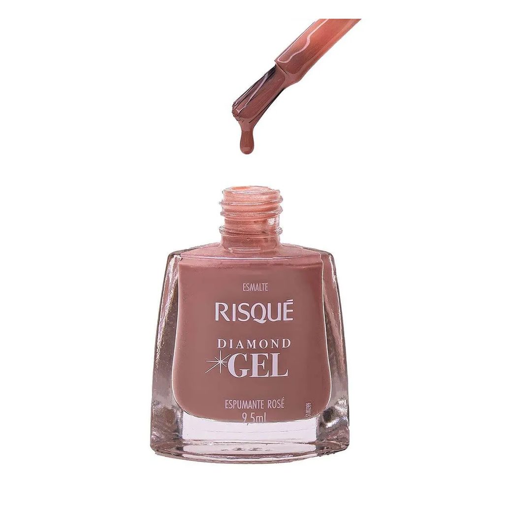 Esmalte Risqué Diamond Gel Espumante Rosé Hipoalergênico com 9,5ml
