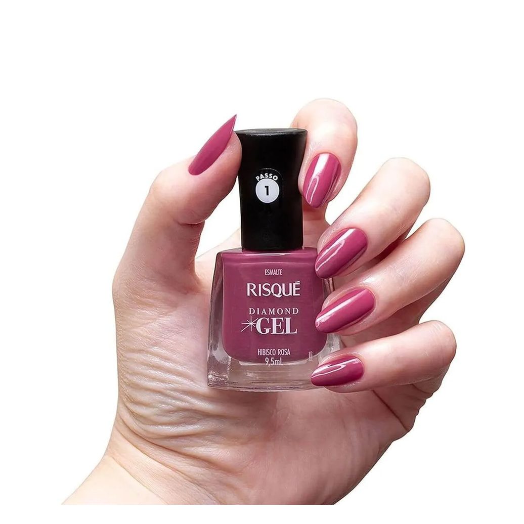 Esmalte Risqué Diamond Gel Hibisco Rosa Hipoalergênico com 9,5ml