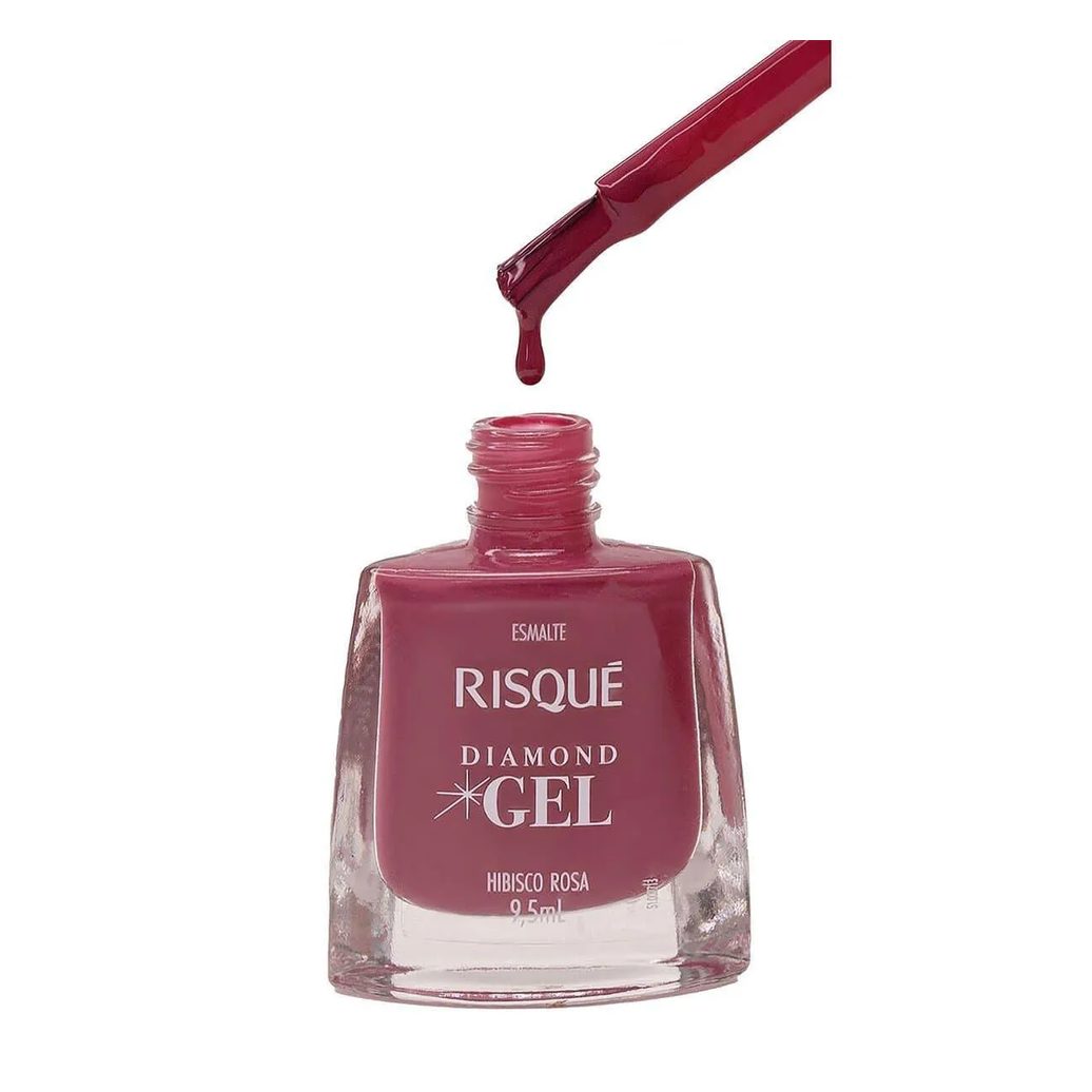 Esmalte Risqué Diamond Gel Hibisco Rosa Hipoalergênico com 9,5ml