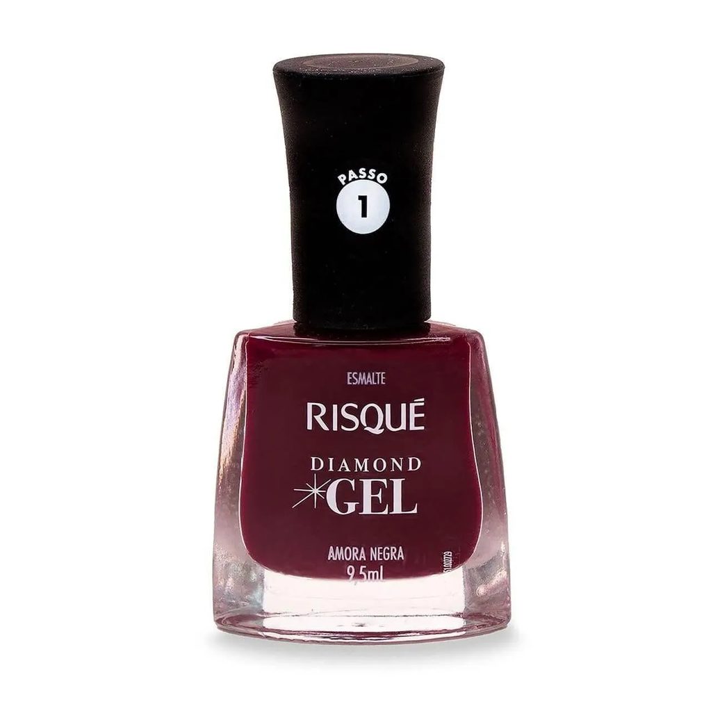 Esmalte Risqué Diamond Gel Amora Negra Hipoalergênico com 9,5ml