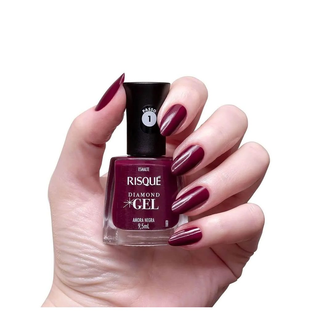 Esmalte Risqué Diamond Gel Amora Negra Hipoalergênico com 9,5ml