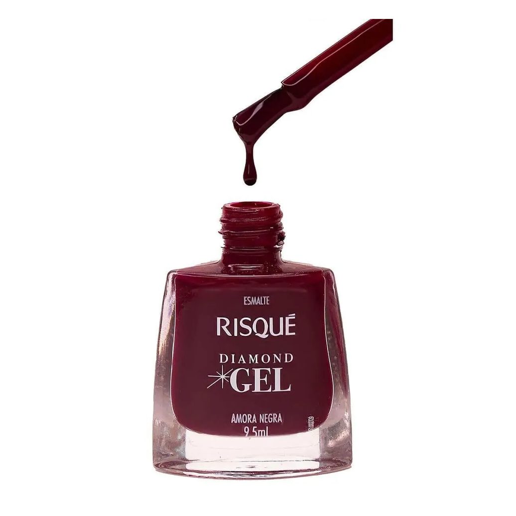 Esmalte Risqué Diamond Gel Amora Negra Hipoalergênico com 9,5ml