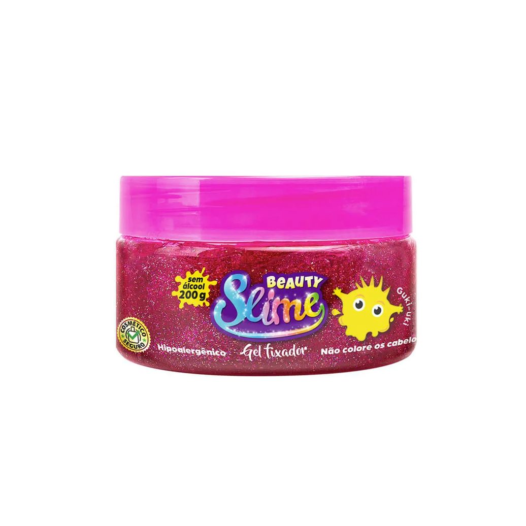 Gel Fixador para Cabelo Beauty Slime Glitter Rosa com 200g