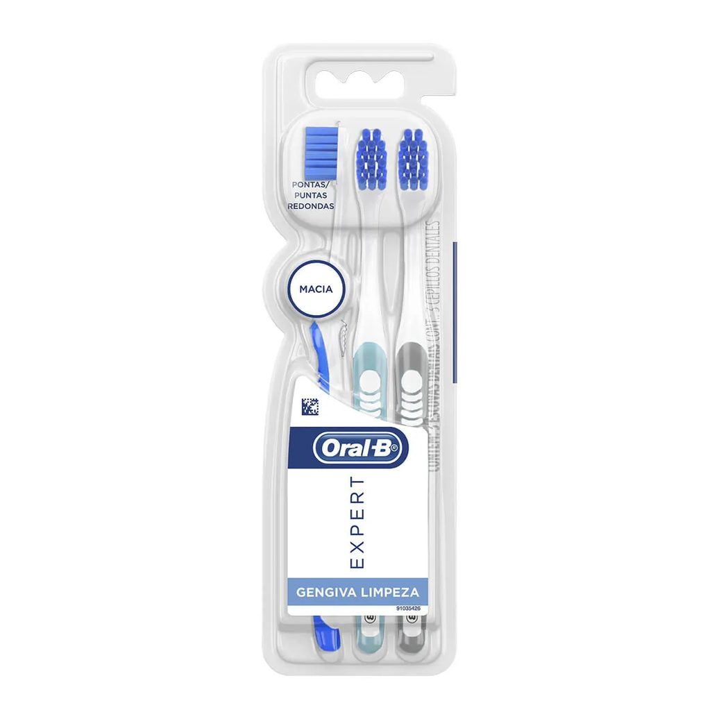 Escova de Dente Oral-B Expert Gengiva Limpeza Suave com 3 unidades