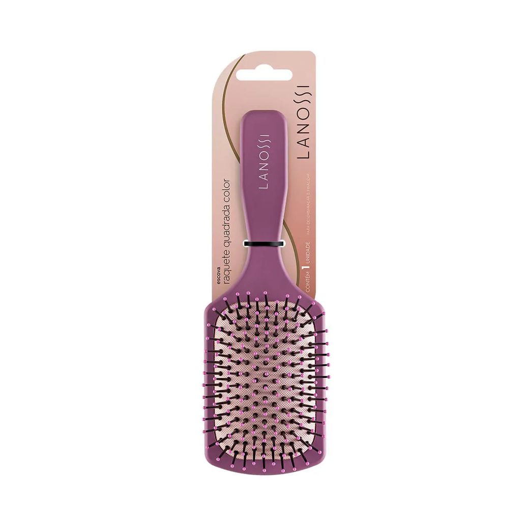 Escova de Cabelo Lanossi Color Raquete Quadrada - 1 unidade