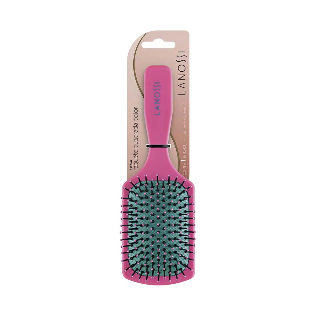 Escova de Cabelo Lanossi Color Raquete Quadrada - 1 unidade