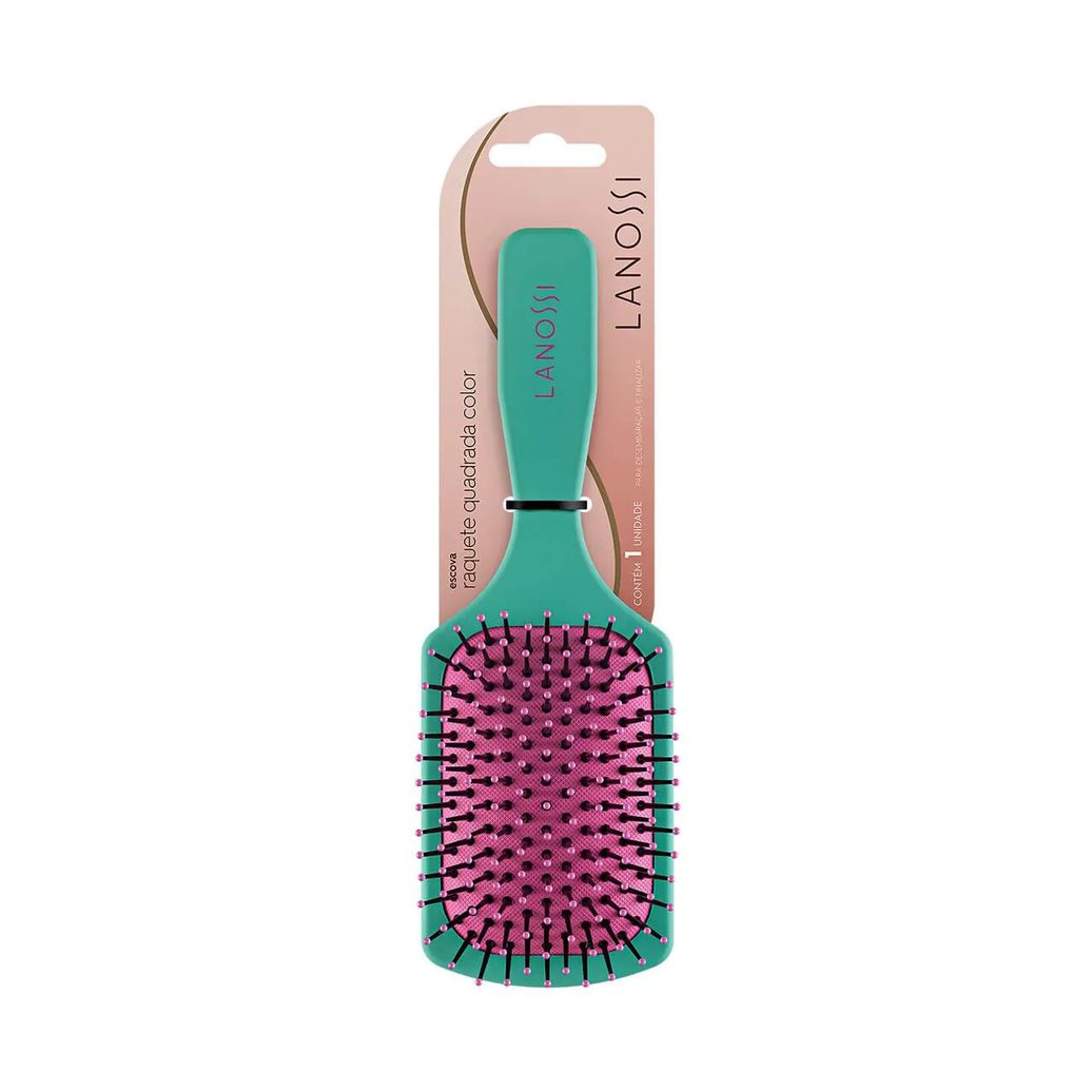 Escova de Cabelo Lanossi Color Raquete Quadrada - 1 unidade