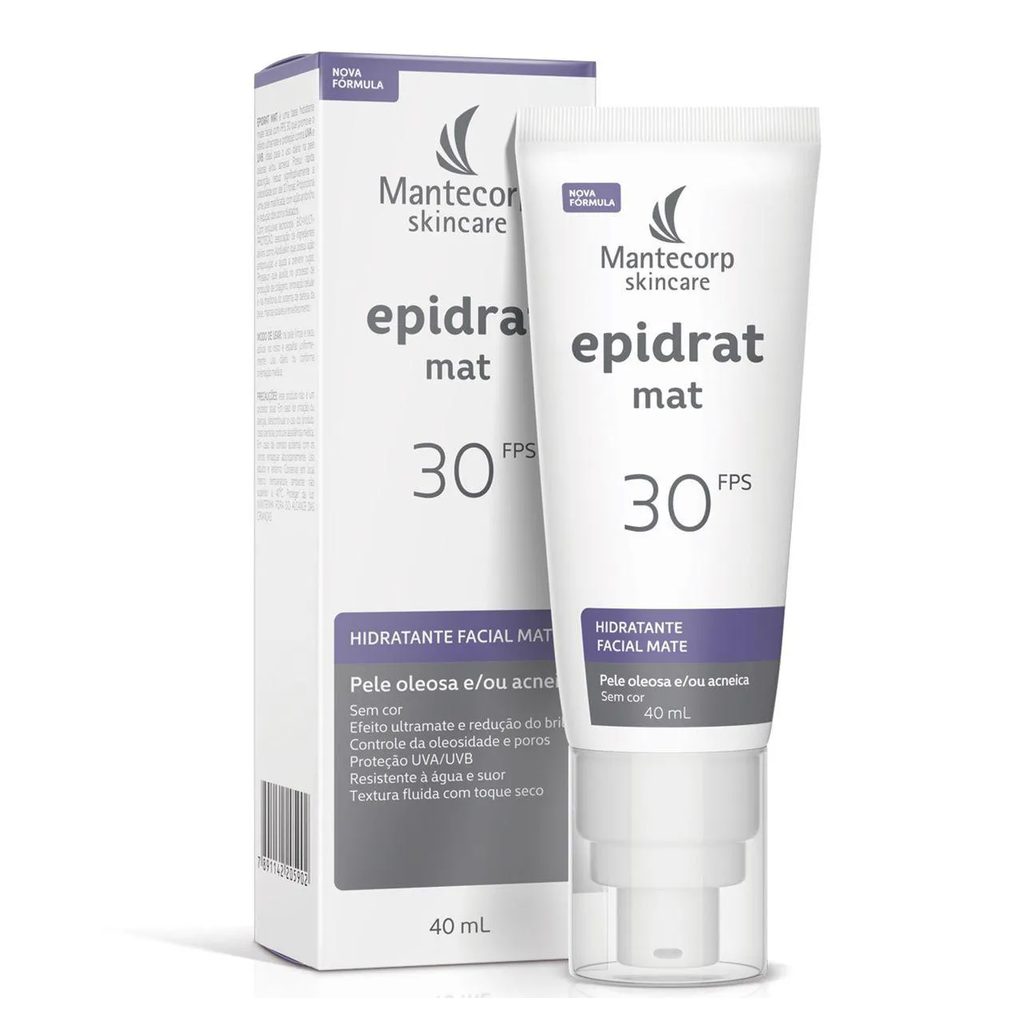 Protetor Solar Facial Hidratante Antioliosidade FPS 30 Epidrat Pele Oleosa Sem Cor 40ml