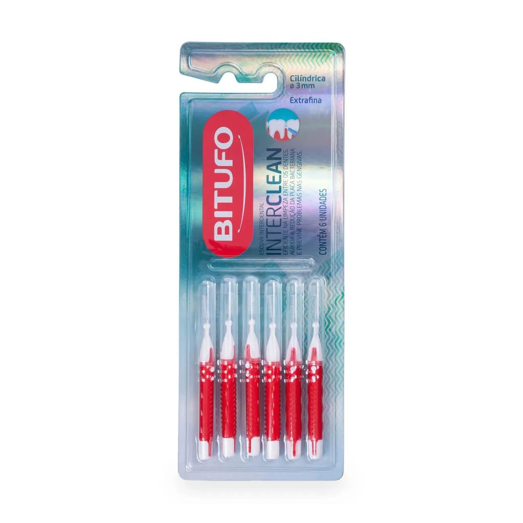 Escova de Dente Interdental Bitufo Interclean Extrafina Cilíndrica com 6 unidades