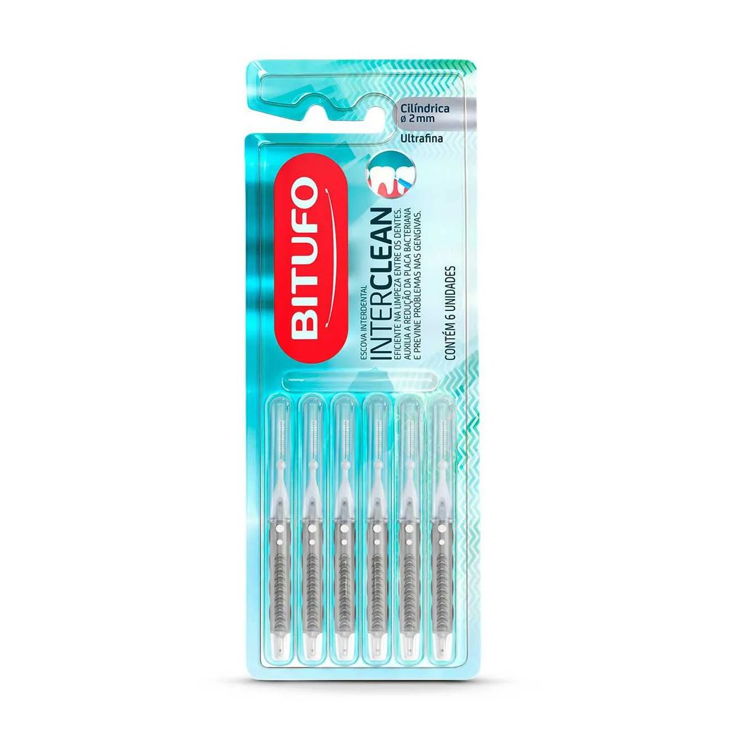 Escova de Dente Interdental Bitufo Interclean Ultrafina Cilíndrica com 6 unidades