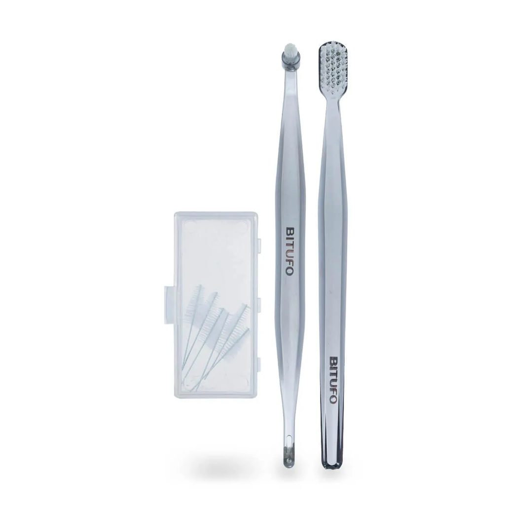 Kit Ortodôntico Bitufo Escova de Dente + Escova Interdental + 6 Refis Interdentais Cônicos